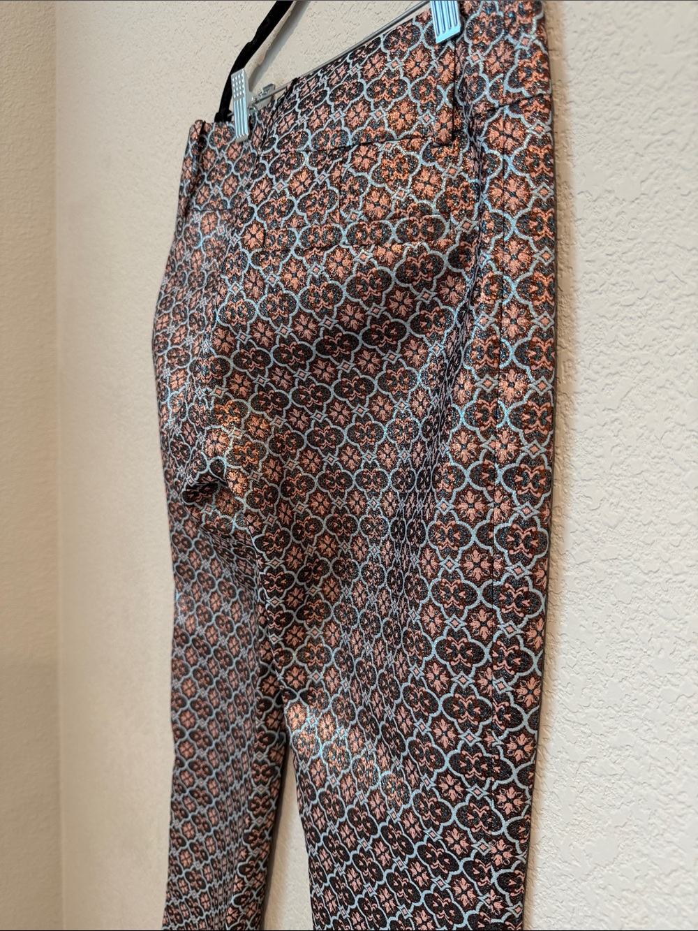 Alice + Olivia Printed Slim Chinos in Brown and Blue - Picture 4 of 7